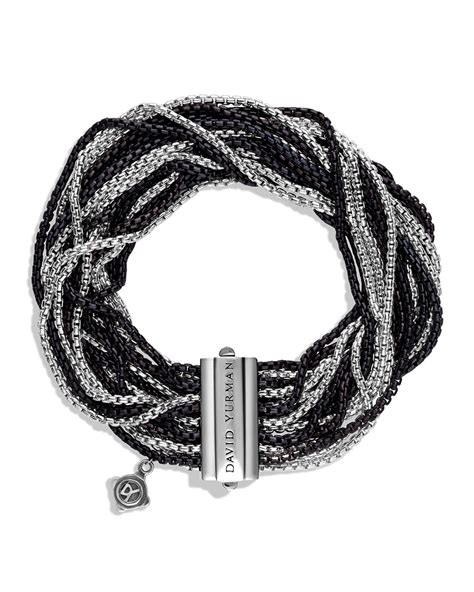 david yurman silver metallic box chain multi-row bracelet|David Yurman 3.6mm box chain.